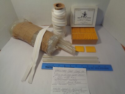 UPHOLSTERY SHOP SUPPLIES LOT. MARKING CRAYONS,DELRIN ZIPPER TAPE,HOT GLUE STICKS