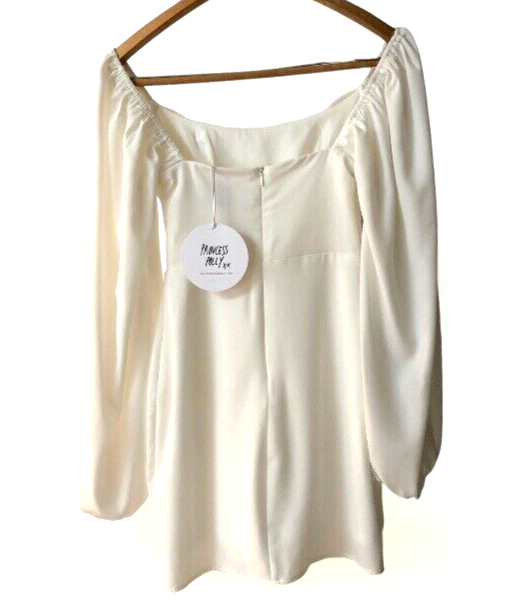 Princess Polly Lillie Long Sleeve White Mini Dress with Tags Womens Sz 0  Retro | eBay