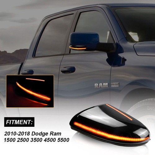 2pcs Smoked Black Left Right Mirror Turn Signal Light 68064948AA Replacement For Dodge RAM 1500 2500 2009‑2014