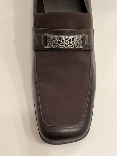 Vintage 90s Y2K UNISA Brazil Brown Square Toe Chunky Block Heel Loafers Sz 10 B - Picture 6 of 11
