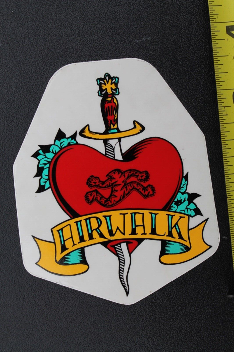 Airwalk Skateboard Shoes Heart Dagger Tattoo Z64C Vintage
