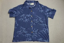Vintage Paradise Found Hawaii Button Up Shirt Mens Large Blue
