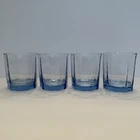 (4) VINTAGE ANCHOR HOCKING - REFLECTIONS BLUE ON THE ROCKS GLASSES 9oz. EUC MCM