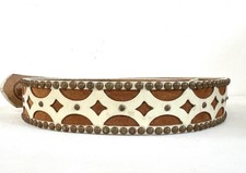 S M Upcycled Leather And Suede Belt Cream Brown By Nyovee 32