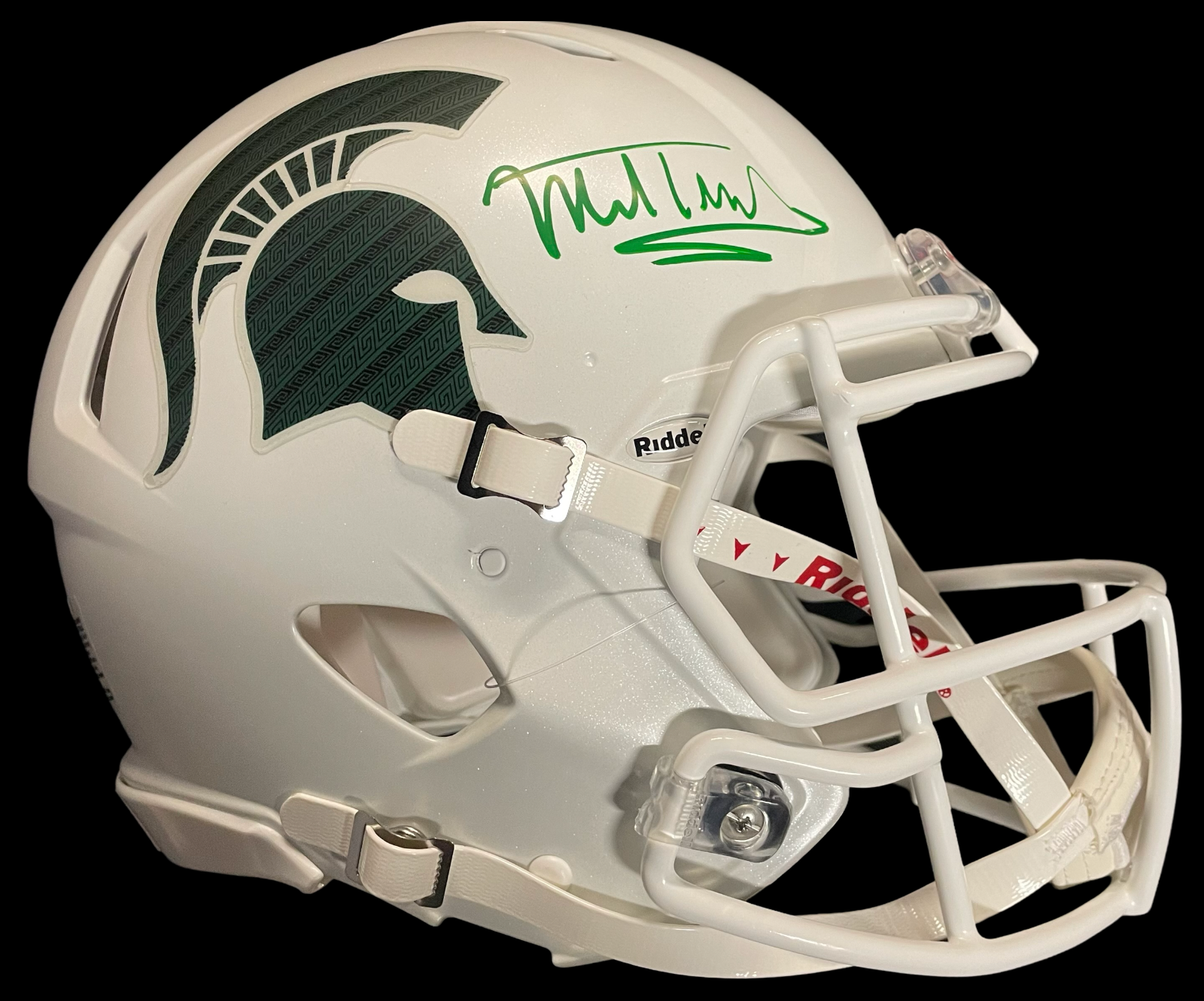 MEL TUCKER SIGNED MICHIGAN STATE FULL SIZE WHITE AUTHENTIC HELMET BAS WIT COA 