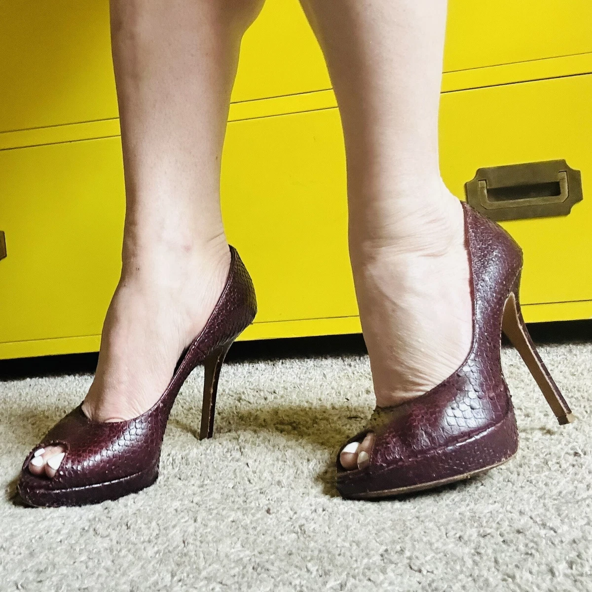 Wine colored top platform heels