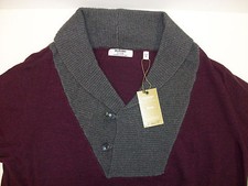 Merino Wool Sweater Murano Collezione Zegna Baruffa Burg. Shawl Collar $150 NWT