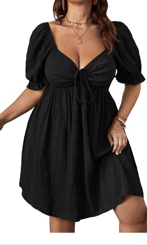 🆕👗 SOLY HUX Kleid Herzausschnitt Puff Kurzarm zum Binden, XL