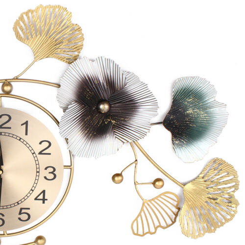 NEU 90*45cm große Wanduhr Ginkgoblatt Metall Wanduhr Wohnzimmer Wohndeko - Bild 8 von 15