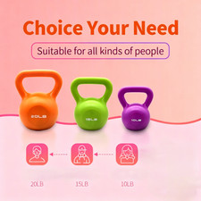 Vinyl Coated Kettlebell Sand Filled Home Gym Strength Training Workout Weight