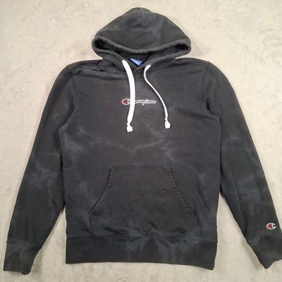 Champion Hoodie Herren Medium schwarz Batik Schriftzug Logo Pullover Kapuzenpullover