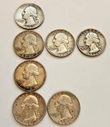 Lot of 7 Washington Quarters 1962 (D x 3), 1953D, 1964-D/P, 1963 D + Bonus Proof