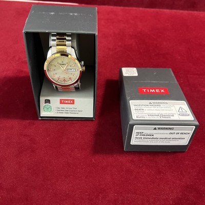 Timex T2M935, Men's Two-Tone Expansion Band Watch, Indiglo, Day/Date, NEW 31mm