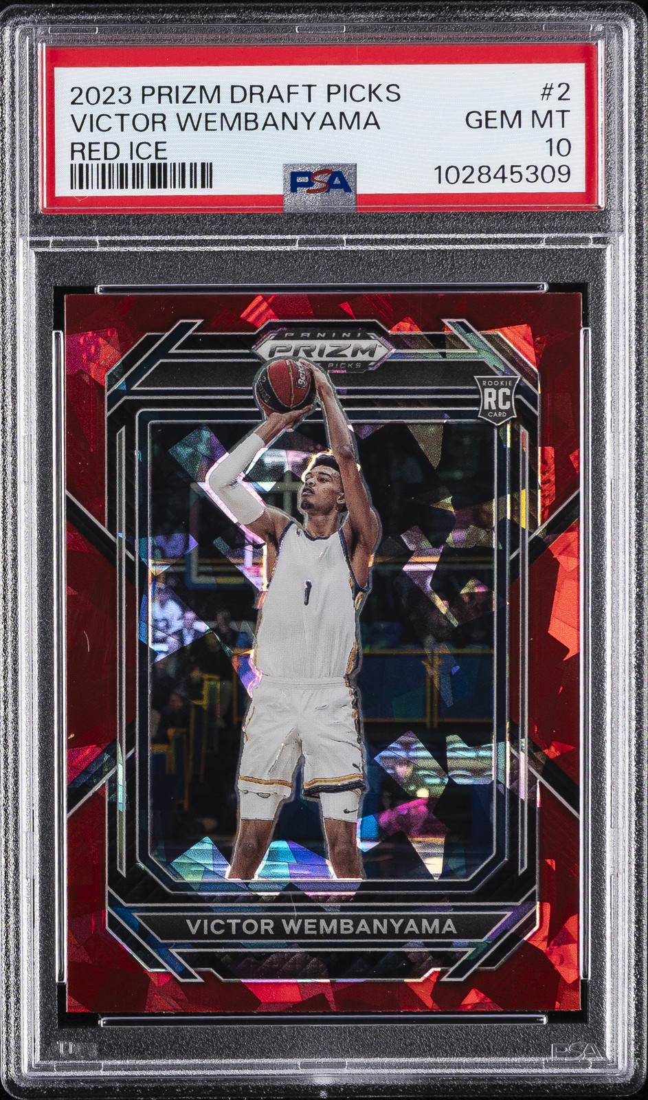 2023 PANINI PRIZM DRAFT PICKS RED ICE #2 VICTOR WEMBANYAMA PSA 10