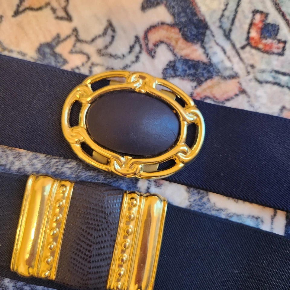 Vintage Elastic Stretch 80s Belt Lot Blue  Black Retro X- Large- 1x - Image 4 of 4