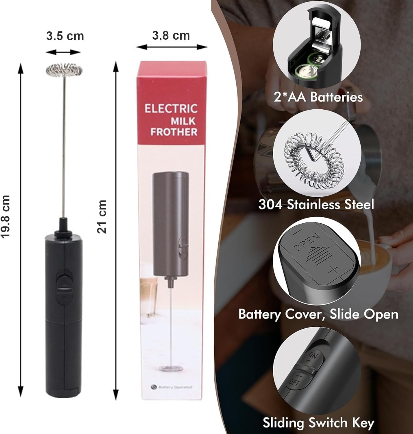 "CLEARANCE SALE" Milk Frother Wand, Mini Milk Frother Handheld Random Color