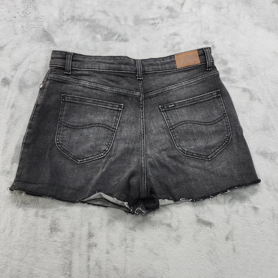 Pantalones Cortos Lee Para Mujer 14 Negros Desteñidos Denim Heritage Calce Relajado Tiro Alto Dobladillo Crudo Foto 4 de 4