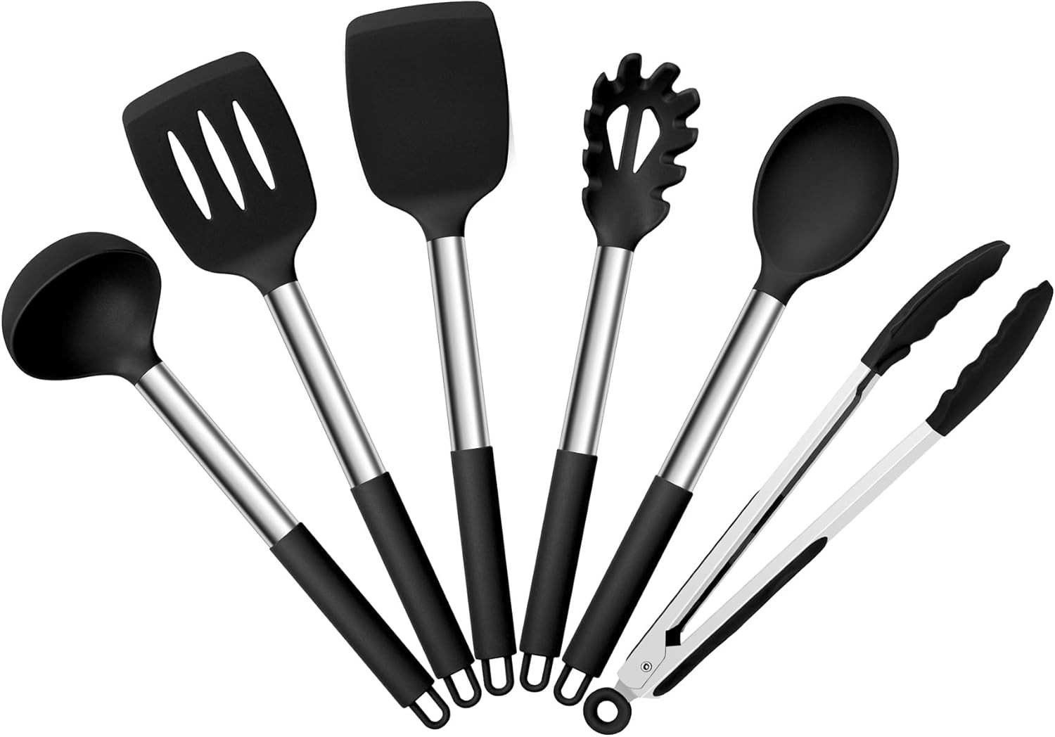 HaWare Kitchen Utensils Set, 6 Pcs Silicone Cooking Utensils Set with Stainless