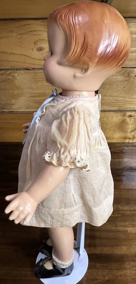 "Zapatos de vestir originales 19"" EFFANBEE PATSY ANN composición muñeca años 30 ojos abiertos cierre" Foto 3 de 4