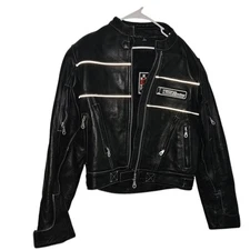 Men's Leather FIRST RACING Heavy Motorcycle Jacket MD 100% Cotton Size LARGE