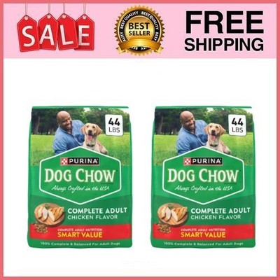 2 Bag Dog Chow Complete, Dry Dog Food High Protein, Real Chicken, 44 lb Bag