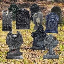 GameXcel 10PCS Halloween Tombstone 10 Pack - No LED, Yard Signs Only