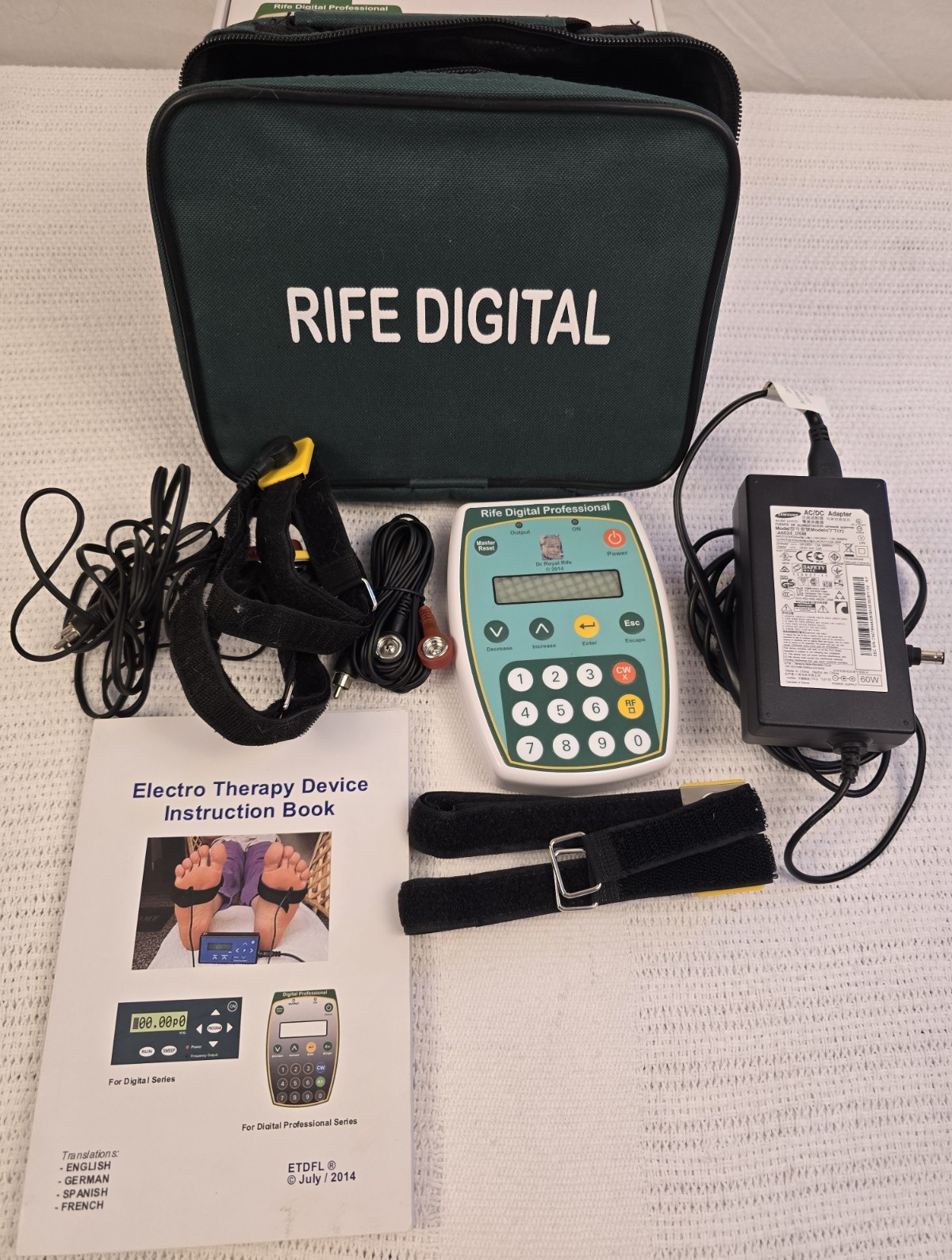 Rife Digital Professional Electrotherapy Device Kit w/ Case Manual