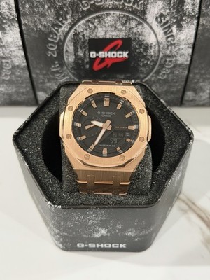 Casioak Custom Modded Metal Watch GA-2100 Mod Rose Gold All Metal Steel GA2100