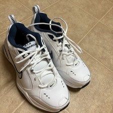 Nike Air Monarch IV 4E White Metallic Silver Navy Mens Size 7 416355 102