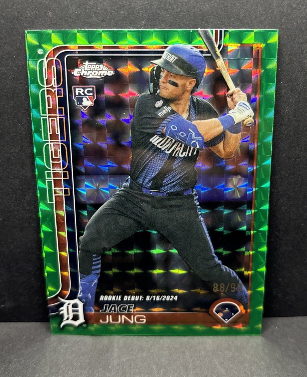2025 Topps Chrome Update Jace Jung /99 RC Rookie Debut Green Geometric Refractor