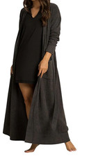 NWT Barefoot Dreams CozyChic Lite Long Robe XXS/XS Women's Carbon Gray NEW 