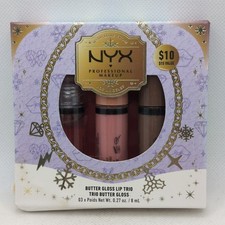 NYX Butter Gloss Lip Trio Sugar Glass, Creme Brulee, Cinn Roll .27 Oz Each