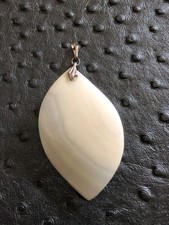 Große Anhänger weiß achat Edelstein 835 Silber mit Kette 925 Silber 57 cm