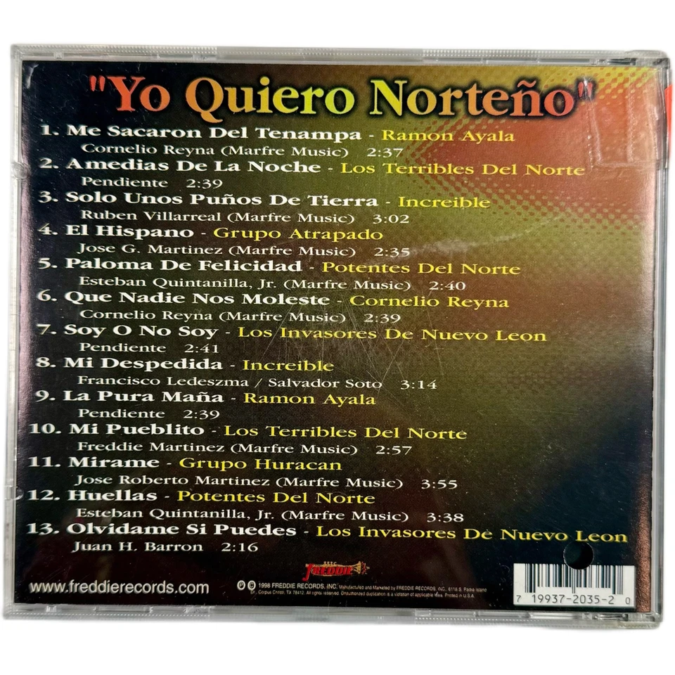 Yo Quiero Norteno RAMON AYALA Los Terribles Del Norte CD 1998 Freddie Records - Image 2 of 4