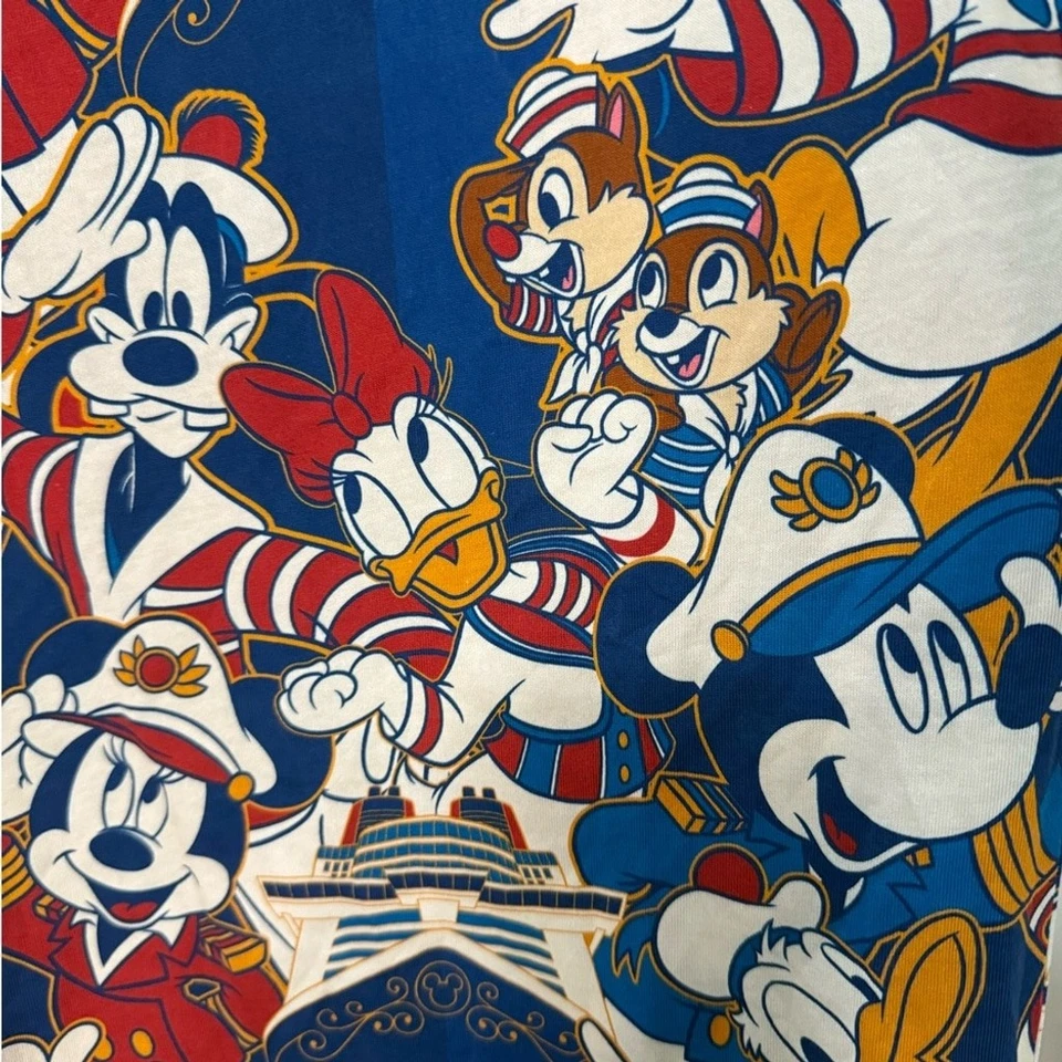 Camiseta Disney Cruise Line Estampado Completo Mickey Goofy Donald Chip Dale Juventud 14 Foto 3 de 4