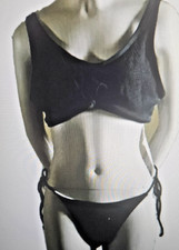 NWT ZAFUL l ribbed padded tie 2pcs black bikini swimwear string Sz M