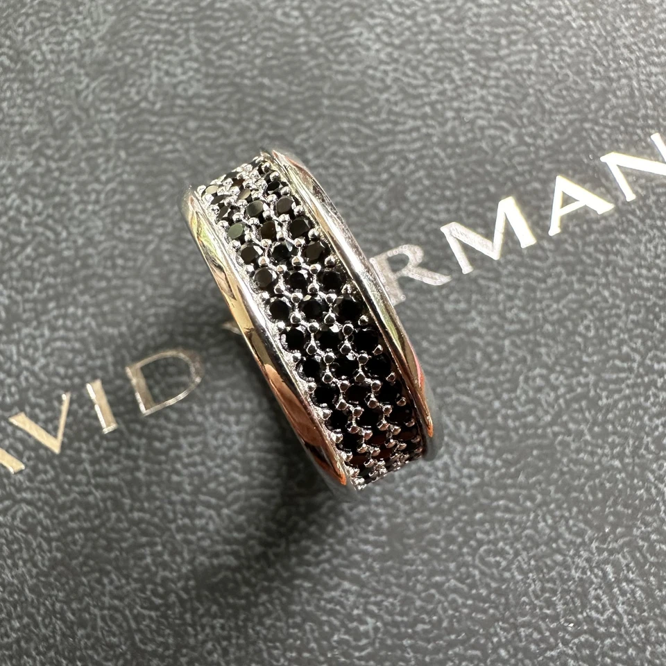 Кольцо David Yurman Streamline 2 ряда чистое серебро/черные бриллианты размер 8 - Изображение 2 из 4
