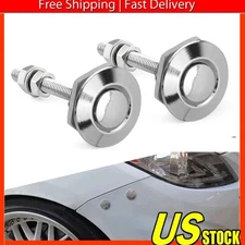 2x Button Quick Push Release Hood Bonnet Lock Pins Clip Bumper Latch Kit Silver