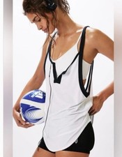 NWT Free People Movement Batter Up Tank White Black Small Athletic Gym Running
