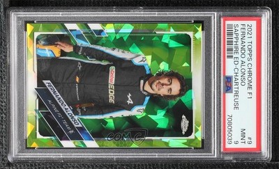 2021 Chrome Sapphire Formula 1 F1 Racers Chartreuse /199 Fernando Alonso #9 11oq