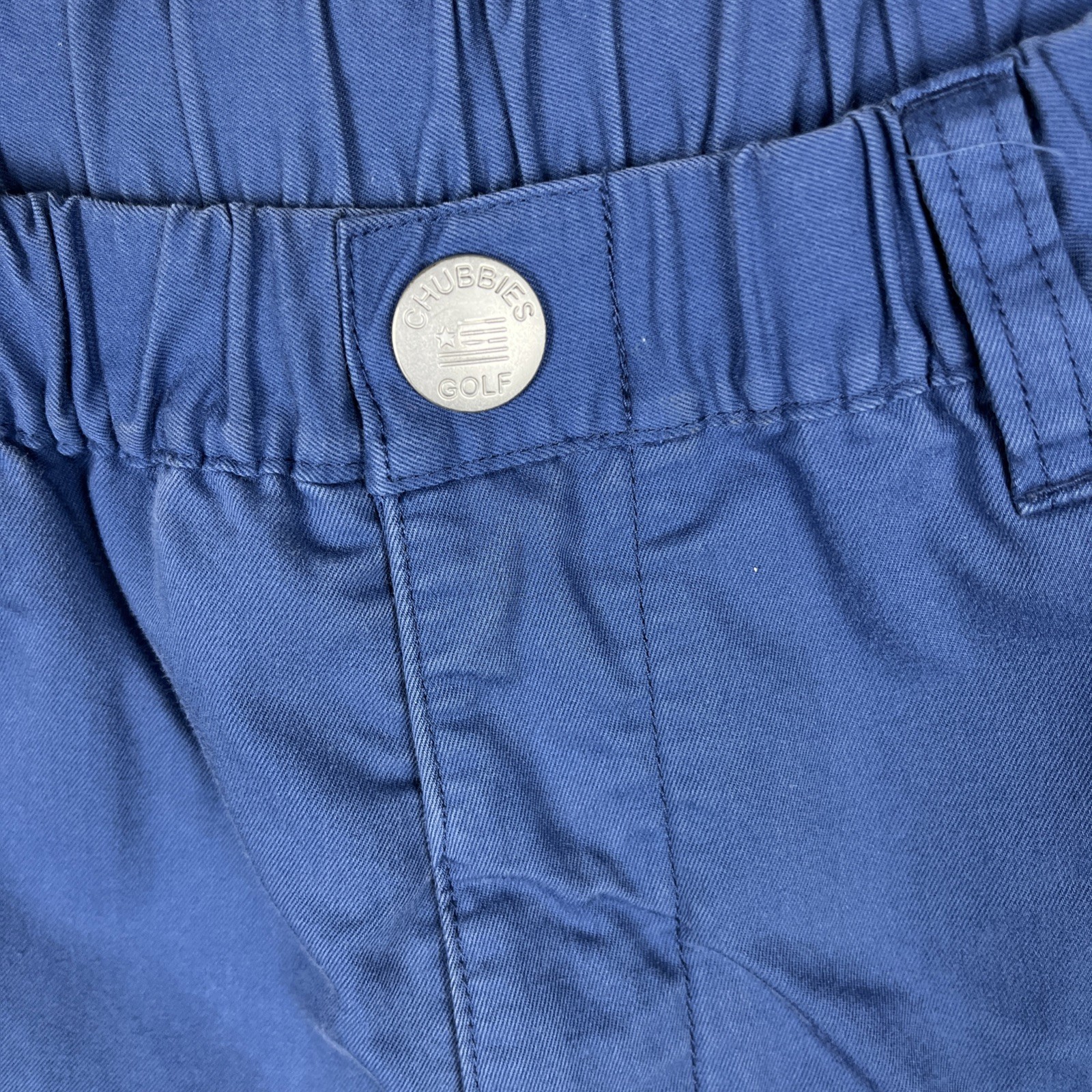 Chubbies Shorts Mens Large 7" Inseam Navy Blue Elastic Waist Cotton Chino