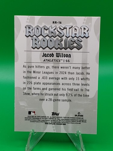 2025 Bowman JACOB WILSON Chrome Rockstar Rookies RC #RR-16 Oakland Athletics - Picture 2 of 3