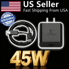 Original 45W Fast Wall Charger Type C Cable For Samsung S25 S24 S23 22 21 Ultra