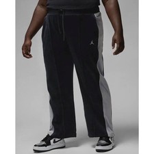 Pantaloni Nike Air Jordan 3x Flight Jump Uomo Velour Felpa Nero/Grigio Nuovi $110