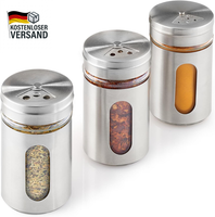 3Er Set GewüRzstreuer Edelstahl Glas 100 Ml Metaltex Mit 3 LochgrößEn