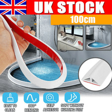 1M Silicone Collapsible Bathroom Floor Seal Shower Threshold Water Dam Barrier