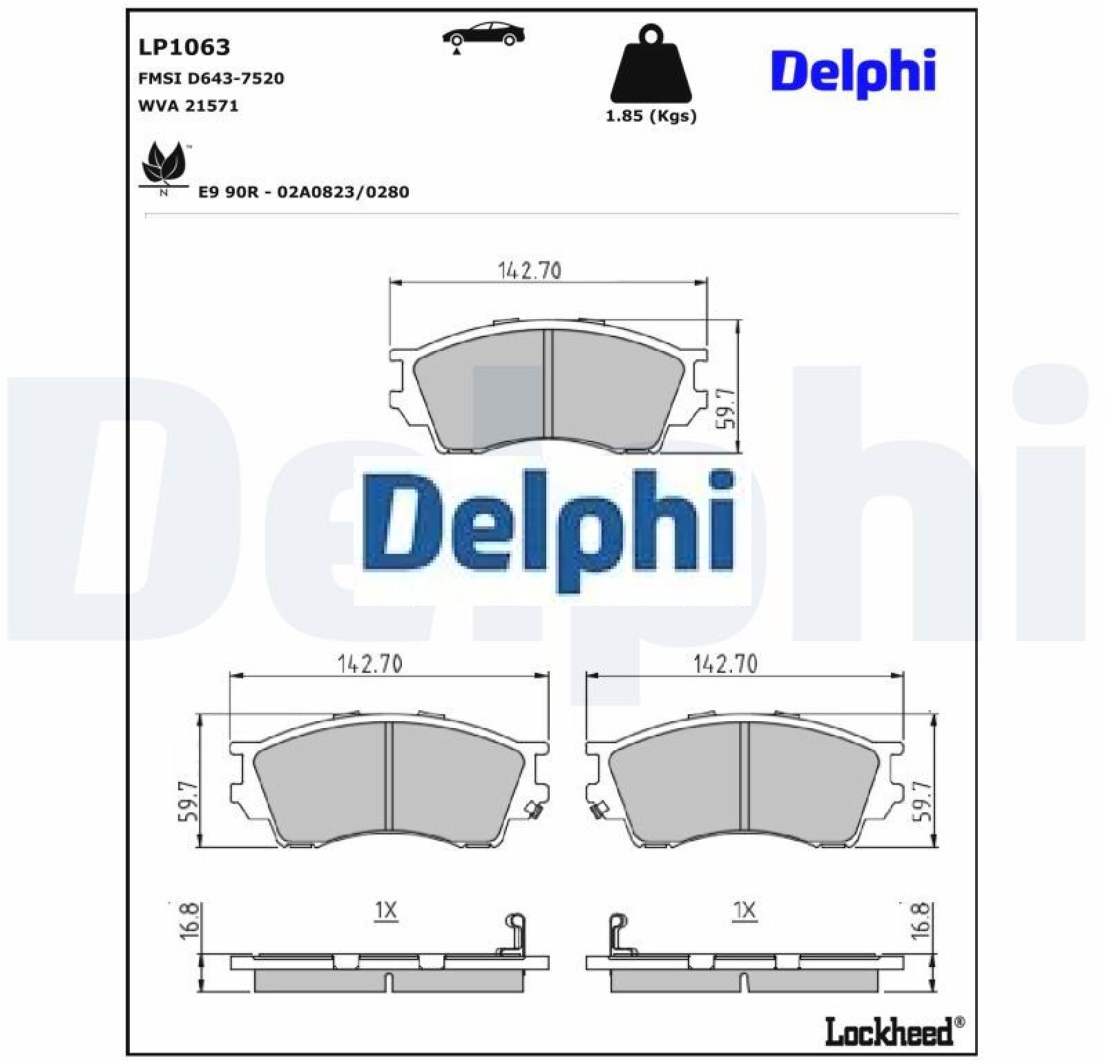 Delphi LP1063 Bremsbelagsatz für Scheibenbremse Bremsbelagsatz für Mazda - Bild 2