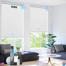 Motorized Blackout Smart Roller Blinds with Remote Control & Solar Panel -