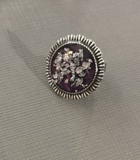 Hand Crafted Resin Ring Purple  Silver