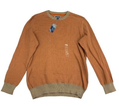 CLUB ROOM Cracked Walnut Brown 2 Tone Herringbone Pullover Knit Sweater Small